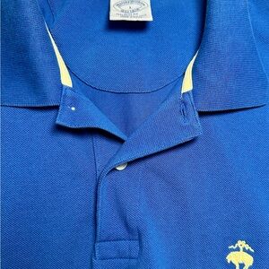Blue Brooks Brother Performancr Polo Shirt with Yellow Logo